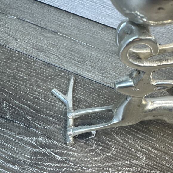 VTG 3 Silver Reindeer Deer Bucks Antler 3 Tea Light Candle Holders Candelabra - Picture 5 of 10